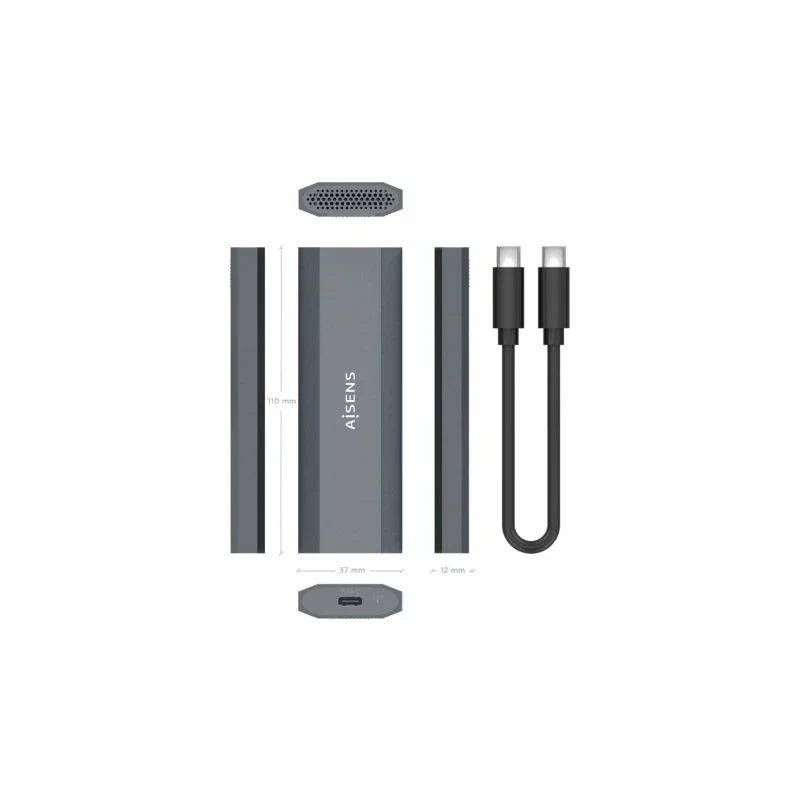 Caja Externa para Disco SSD M.2 NVMe Aisens ASM2-029GR/ USB 3.2/ Sin tornillos
