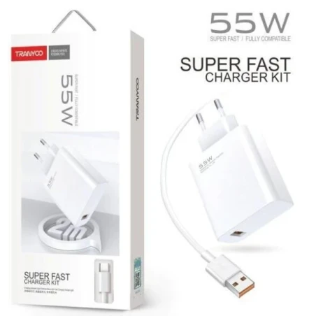 KIT CARGADOR+CABLE 55W 1XUSB-C QC4.0 USB-C 2 METROS