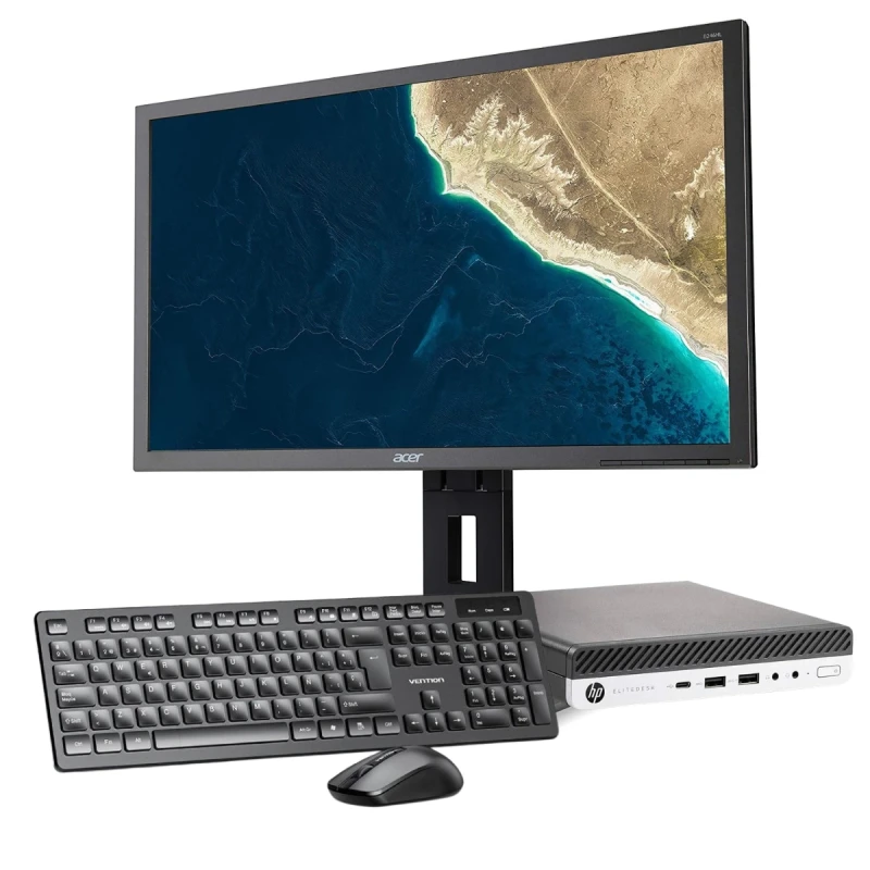 Combo 1 HP Elite 800 G4 i3 SSD 128GB/8GB RAM WIN11 Pro + Monitor LED Acer 24" + Ratón y teclado