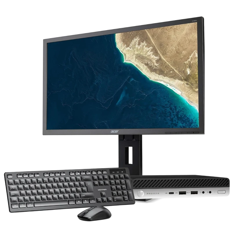 Combo 3 HP ProDesk 600 G4 Mini i3 SSD NVMe 256GB/8GB RAM WIN11 Pro + Monitor Acer B246HL + Ratón y teclado